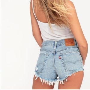 501 Light Wash Distressed Denim Cutoff Shorts